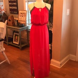 Strapless Coral long Maxie dress